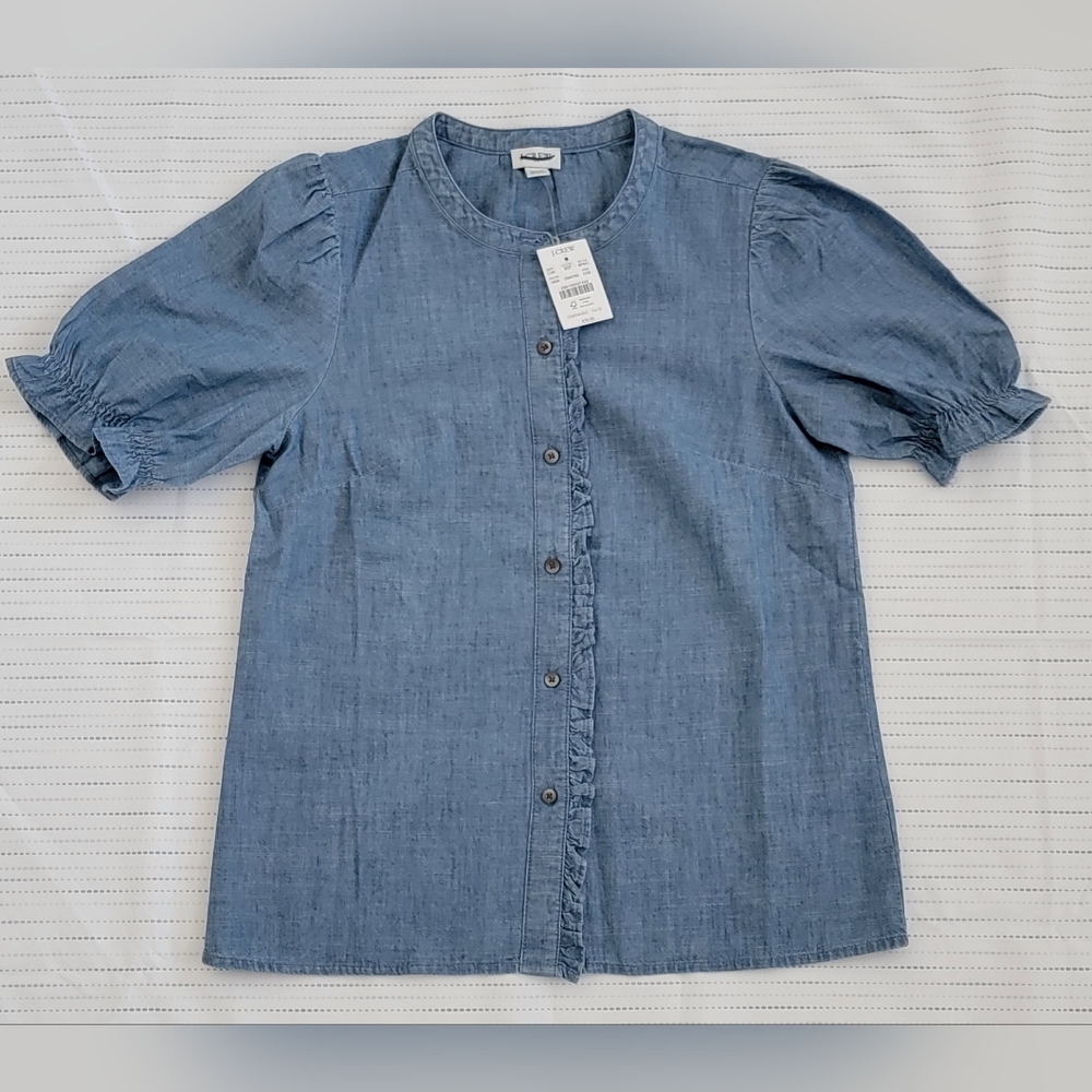 J.Crew puff-sleeve ruffle top